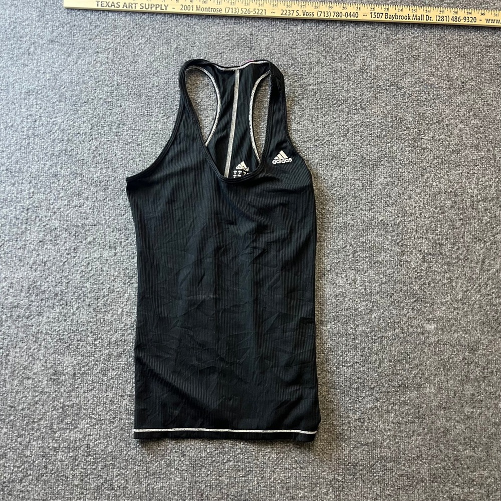 Adidas Tank Top Womens Size M Black Ribbed Racerback Athletic Gym Sleeveless